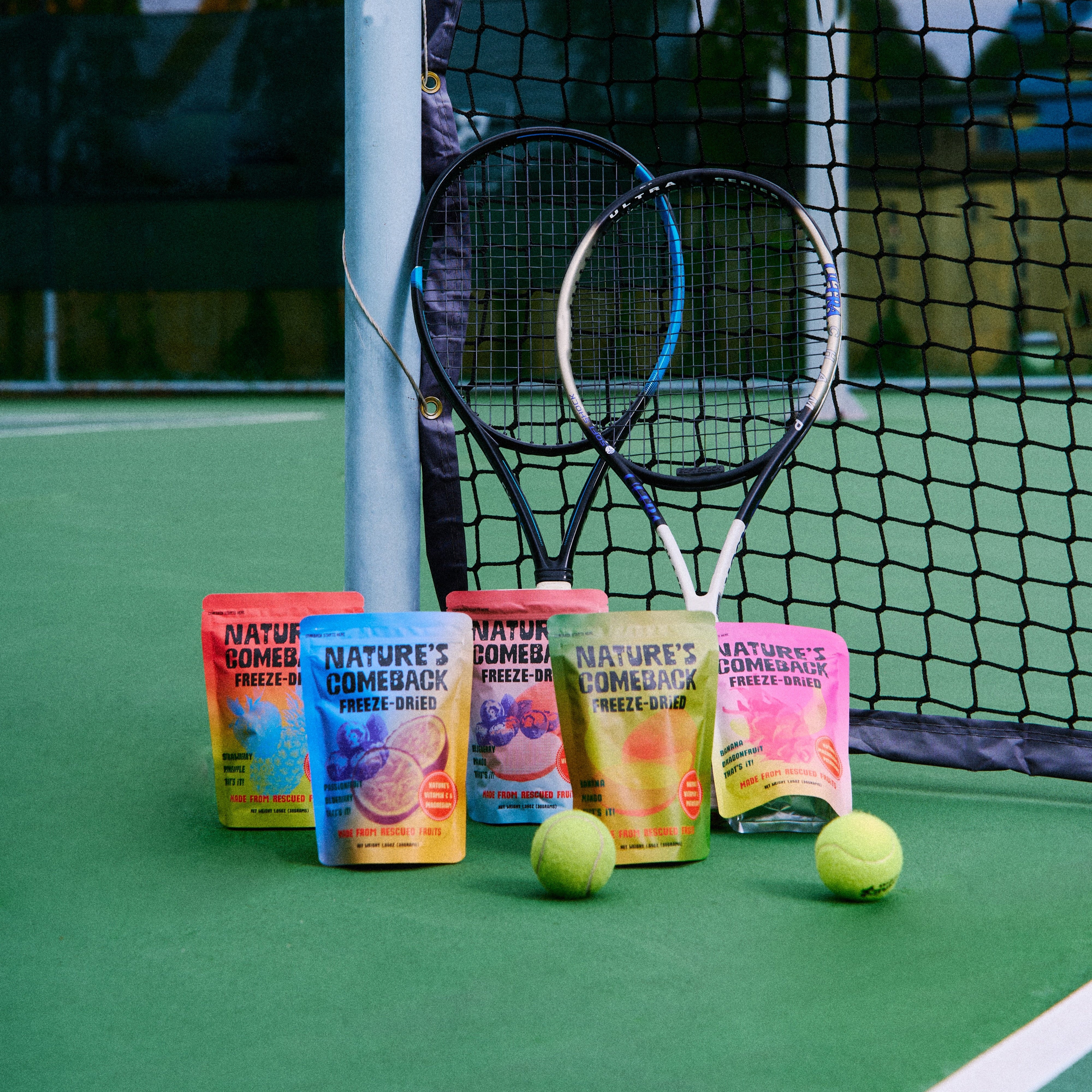 Nature's Comeback bundle on a tennis court 